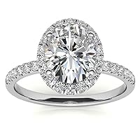 2.11 CT Oval Moissanite Engagement Ring Wedding Eternity Band Vintage Solitaire Antique 4-Prong -Setting Setting Silver Jewelry Anniversary Promise Vintage Ring Gift for Her