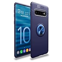 iCoverCase for Samsung Galaxy S10 Case with Ring Holder, Rotatable Matal Ring Kickstand [Work with Magnetic Car Mount] Shockproof Anti-Scratch Ultra-Slim Protective Case (Blue+Blue)