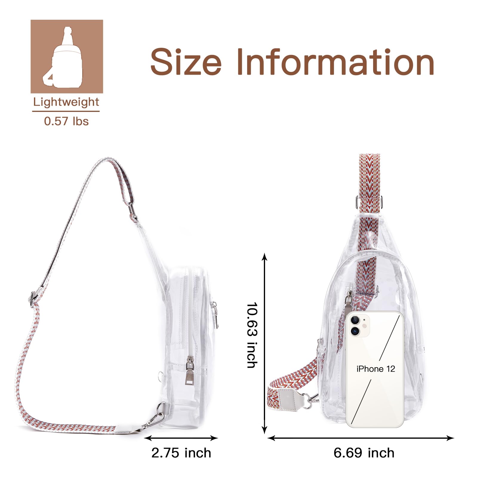 Telena Clear Fanny Pack Stadium Approved with Telena Clear Sling Bag