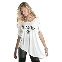 Brokedown Give Thanks Heart Asymmetrical Oversized Top in White