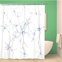 Bathroom Shower Curtain Nerve Neurons in The Brain on Focus Effect 3D Polyester Fabric 72x72 inches Waterproof Bath Curtain Set with Hooks