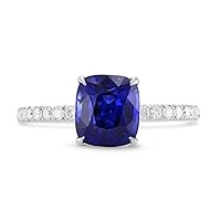 Leibish & co 2.93Cts Sapphire Side Diamonds Engagement Side Stone Ring Set in 18K White Engagement Natural Wedding Anniversary Loose Stone Gift For Her Birthday Real