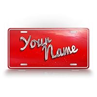 SignsAndTagsOnline Vintage Customized Red License Plate Personalized Retro Any Text Auto Tag