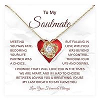 To My Soulmate Necklace For Women, Gift Ideas For Your Wife Or Girlfriend With Love Knot Necklace, Soulmate Jewelry Present For Her Birthday Or Any Occasion With Meaningful Message Card And Amazing Box