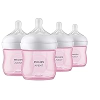 Natural Baby Bottle with Natural Response Nipple, Pink, 4oz, 4pk, SCY900/14