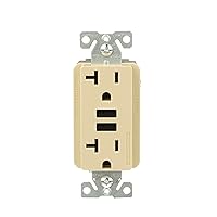 3.6A USB Type A Charger with TR Duplex Receptacle 20A/125V, Ivory