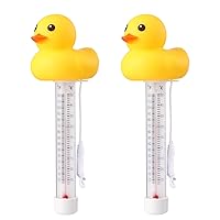 2 Packs Floating Pool Thermometer, Cute Yellow Duck Design Accurate Readings for Water Temperature, Shatter Resistant with String for Aquarium Thermometer for Outdoor & Indoor Swimming Pools