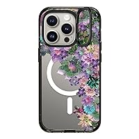CASETiFY Impact Ring Stand Case for iPhone 15 Pro [6.6ft Drop Protection/Compatible with Magsafe] - My Succulent Garden - Clear Black