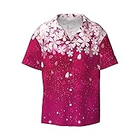 Beautiful Cherry Blossoms Men's Summer Short-Sleeved Shirts, Casual Shirts, Loose Fit with Pockets