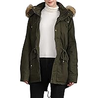 Women's Winter Warm Coat Hoodie Parkas Overcoat Fleece Outwear Jacket With Drawstring Solid Color Waterproof Raincoat
