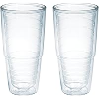 Tervis Clear & Colorful Tabletop Made in USA Double Walled Insulated Tumbler Travel Cup Keeps Drinks Cold & Hot, 24oz - 2pk, Clear