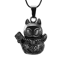 Lucky Cat Cremation Jewelry for Ashes Pendant - Urn Necklace for Dog's Cat's Ashes Stainless Steel Keepsake Pendant Necklace Ashes Holder