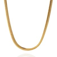 4mm thick 18K gold plated on solid sterling silver 925 Italian Herringbone chain necklace bracelet anklet with lobster claw clasp jewelry - 15, 20, 25, 30, 35, 40, 45, 50, 55, 60cm