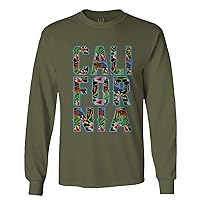 VICES AND VIRTUES Cool Summer California Republic Flowers for Long Sleeve Men's