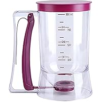 Pancake Cupcake Batter Dispenser Tool - for Cupcakes Crepes,Waffles with Measuring Label Squeeze Handle Bracket (Purple)