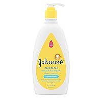 Johnson's Baby Head-To-Toe Gentle Baby Body Wash & Shampoo, Tear-Free, Sulfate-Free & Hypoallergenic Bath Wash & Shampoo for Baby's Sensitive Skin & Hair, Washes Away 99.9% Of Germs, 18 Fl. Oz