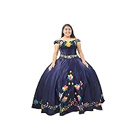 2024 Flower Embroidered Mexican Theme Quinceanera Dresses Ball Gown Off Shoulder Prom Evening Formal Dress Satin