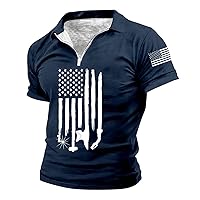 Men's Zipper Patriotic Polo Shirt Classic Vintage 1776 Independence Days Shirts Short Sleeve 4th of July Muscle Tees