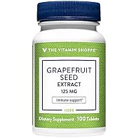The Vitamin Shoppe Grapefruit Seed Extract 125MG, Antioxidant Herbal Supplement for Travelers Immune Support with Seeds & Pulp of Fresh Grapefruit, Contains Citricidal Brand (100 Tablets)