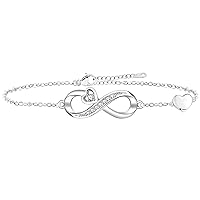 Uloveido Infinity Love Heart Bracelets Adjustable Link Chain for Women Girls, Birthday Mothers Day Jewelry Gifts for Her Girlfriend Wife Mom