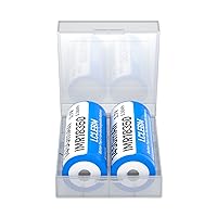 LCLEBM 1450mah 18350 15A 3.7V Button Top, High Drain Rechargeable Battery for Flashlights - 2 Pack