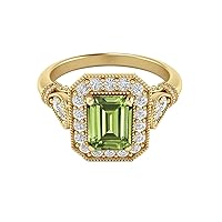 10K 14K 18K Gold 1 Carat Gemstone Engagement Ring Vintage Emerald Cut Gemstone Ring for Women Gift for Birthday Anniversary Christmas Mothers Day