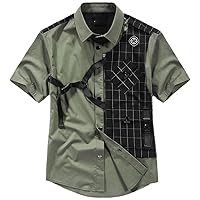 Techwear Shirts Plaid Vest Detachable Streetwear Hip Hop Shirt Harajuku Tooling Cargo Button Up Blouse