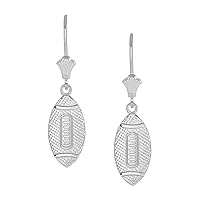 TEXTURED FOOTBALL SPORTS LEVERBACK EARRINGS IN STERLING SILVER