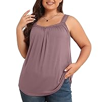 TIANZHU Plus Size Tank Tops for Women - Summer Womens Tops Plus Size, Lace Detail, Loose Fit, Sleeveless Women's Tanks