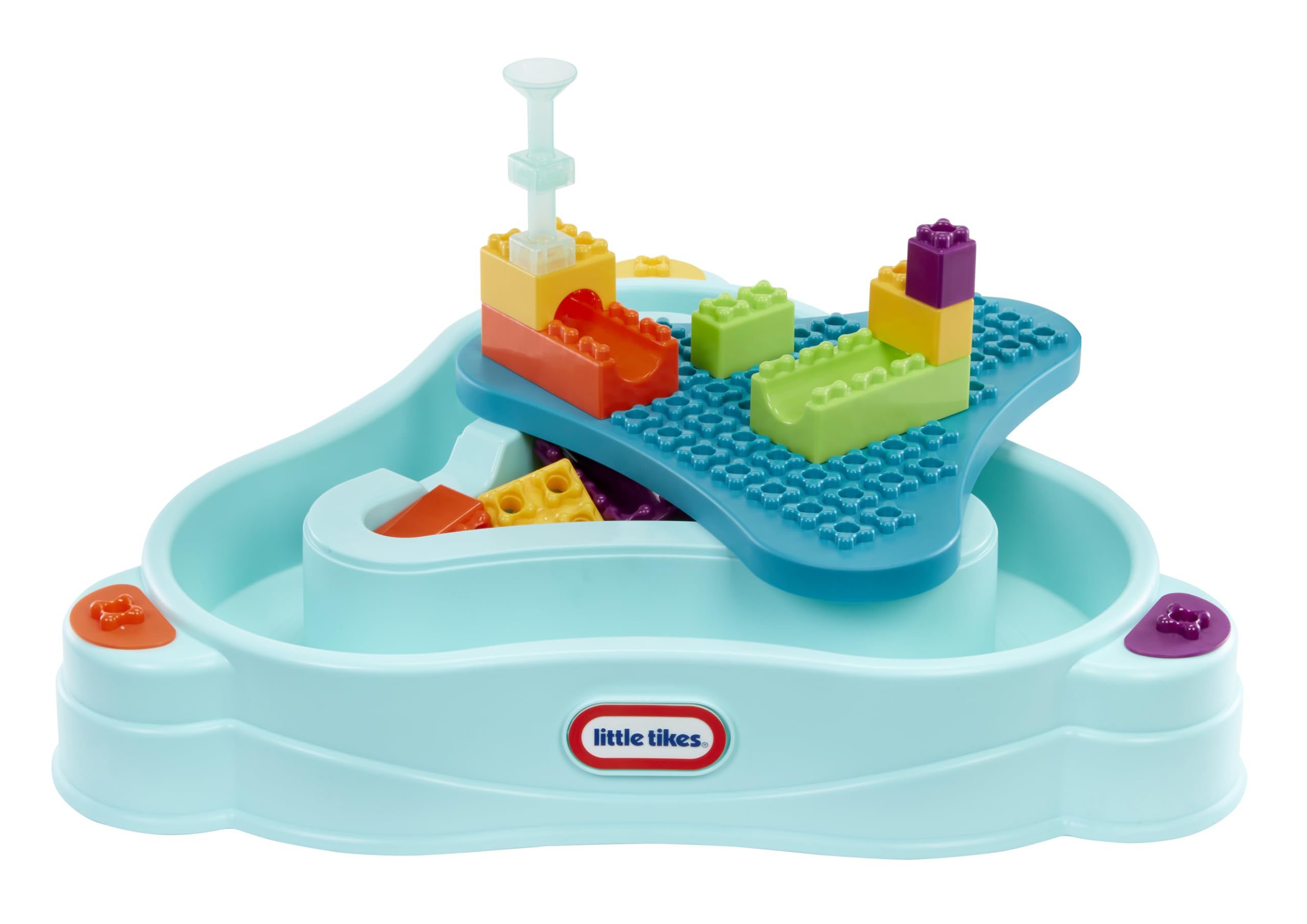Little Tikes Build & Splash Water Table with 25 Piece Accessories - Wet/Dry Play, Indoor/Outdoor with Removeable Grow-with-Me Legs