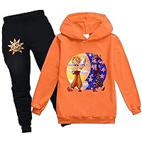 ENDOH Kids Sundrop and Moondrop Two Piece Tracksuit Sets-Long Sleeve Graphic Sweatshirt+Sweatpants for Girls