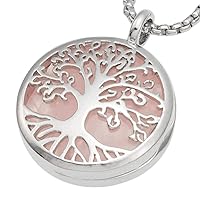 TUMBEELLUWA Flower/Tree of Life Locket Pendant Healing Crystal Necklace Hollow Stone Jewelry Unisex