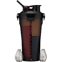 Hydra Cup DualShaker Pro 32 oz Shaker Bottle for Protein Shakes, Shaker Cup w/Handle & Ball Blender Whisks, Dual Mixing Shaker Bottle with Storage, 2 in 1, for Travel To Go, BPA Free (Black)