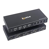 KVM Switches 4 Port 4K@60Hz, 4 in 1 Out Monitor Switch, KVM Switch HDMI 4K@60Hz for 4 Computers Share 1 Monitor, Share Keyboard Mouse Printer, Button Switch, Plug and Play
