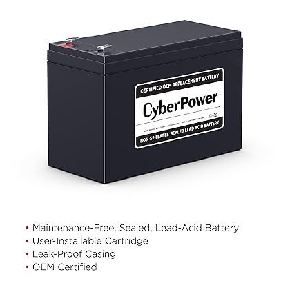 CyberPower RB1290 UPS Replacement Battery Cartridge, Maintenance-Free, User Installable, 12V/9Ah