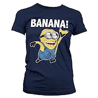 Minions Officially Licensed Banana! Women T-Shirt (Navy Blue)