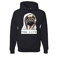 Tee Hunt Pug Life Funny Hoodie Gangsta Parody Hipster Humor Dog Pet Hooded Sweatshirt