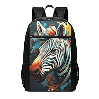 Abstract Animal Zebra Print Simple Sports Backpack, Unisex Lightweight Casual Backpack, 17 Inches
