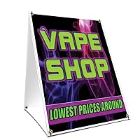 A-Frame Sidewalk Vape Shop Lowest Prices Around Sign with Graphics On Each Side | 18