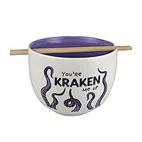 Enesco Our Name is Mud Kraken Me Up Ramen Noodle Bowl and Chopsticks, 4.25 Inch, Multicolor