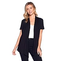 Basic Solid Short Sleeve Open Front Cardigan (S-3X) - Made in USA