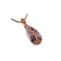 Amethyst Gemstone Necklace, Tree of Life Jewelry, Gemstone Necklace Jewelry, Copper Wire Wrap Necklace