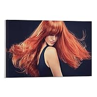 Posters Hair Salon Posters Beauty Salon Posters Bright Red Hair Pictures Barbershop Posters Canvas Art Poster Picture Modern Office Family Bedroom Living Room Decorative Gift Wall Decor 16x24inch(4
