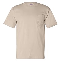 Bayside USA-Made Short Sleeve T-Shirt with a Pocket. 7100 - Medium - Sand