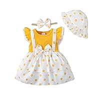 SUNNY PIGGY Baby Girl Clothes Newborn Infant Dress Outfit 0 3 6 9 12 18 24 Months Skirt Set Headband+Hat