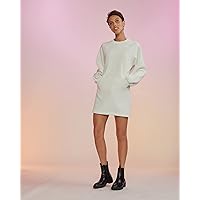 Cynthia Rowley x The Drop Women's Ivory Cozy Fleece Sporty Mini Dress