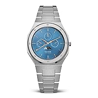Luxury Fashion Men's Lunar Calendar Waterproof Stainless Steel Italian Leather Moonphase Sapphire Glass Japanese Quartz Analog Casual Watch with Date