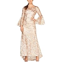 Calvin Klein Women's Lace Gown with Bell Sleeves