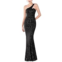 Women Sequins Off Shoulder Cold Shoulder Fishtail Mermaid Bridesmaid Prom Evening Party Maxi Dresses Gowns 22310