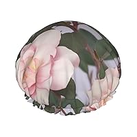 dusky rose Printed Shower Cap for Women Waterproof Bath Caps Reusable Double Layered Shower Hat Bathing Shower Caps for Men Ladies Spa Salon